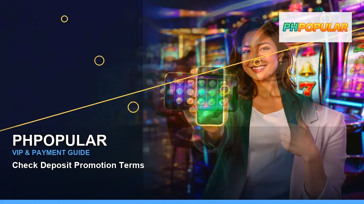 PHPOPULAR coins casino cashback rewards featuring an adult Filipina casino host with a right-framed composition